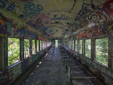 Lambertville New Jersey 2017 Abandoned Passenger Train Car Graffiti Interior picture