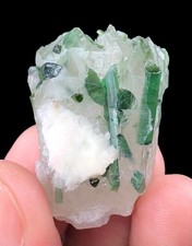 85 Cts Aesthetic Tourmaline Crystals Bunch On Quartz From Afghanistan picture