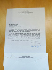 Spiro T. Agnew & Gerald R. Ford Signed 1991 Typed Letter w/ Envelope Index Card picture