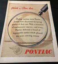 1945 Pontiac During World War 2 - Vintage Print Ad / Wall Art - GREAT CONDITION picture