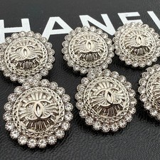 10 CHANEL BUTTONS SILVER 20MM WITH STONES METAL picture