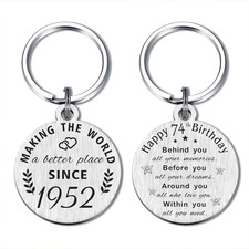 74th Birthday Gifts for Women Men, 74 Year Old Birthday Keychain, Born in 1952 G picture