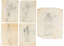 Disney World Hall of Presidents 1971 Original Concept Art Drawings Group of 5 picture