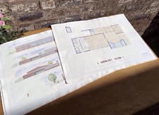 Vintage Drawings Technical Architect Plans For Community Centre 1950s X 4  picture
