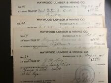 4 Checks from Haywood Lumber & Mining Co. Waynesville,N.C. 1919-1920's  picture