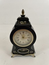 FOR PARTS Westclox Model 12096 Alarm Clock Black Floral Hand Painted Made in USA picture