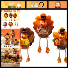 Thanksgiving Turkey Tabletop Centerpiece Set - 3 Resin Figurines for Fall Decor picture