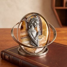 MCM Vintage Agate & Pewter Madonna Orbit Desk Sculpture Atomic Virgin Mary picture