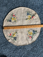 VTG Round Doily Table Linen 16” Embroidered Floral with stitched border picture