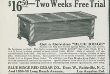 1913 Blue Ridge Red Cedar Co 2 Weeks Free Trial Reidsville NC Los Angeles Ad GH3 picture