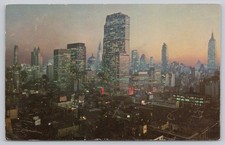 Vintage Mid-Town Manhattan Postcard Rockefeller Center Empire State picture
