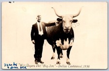 K45/ Dallas Texas RPPC Postcard c1930s Will Rogers Steer 