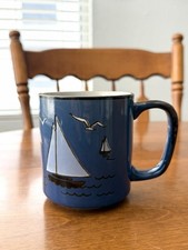 Vintage Otagiri Blue Nautical Sailboat Mug picture
