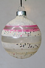 Vintage Unsilvered Glass Striped Mica Confetti BALL Christmas Ornament Franke picture