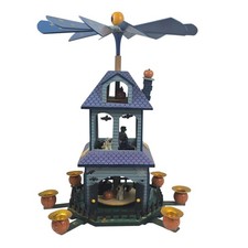 RARE Vintage 80s German Style Halloween Candle Pyramid 3-Tier Haunted House READ picture