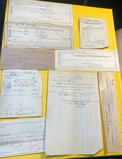 Lot of 9 NY Billheads and Receipts 1870s to 1901 Railroad Mercantile Light picture
