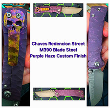 Chaves Custom Redencion Street M390 Drop Point Plain Edge Titanium Handle Purple picture