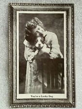 1911 BOSTON TERRIER REAL PHOTO POSTCARD YOU’RE A LUCKY DOG picture
