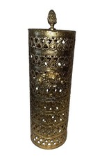 Fun Vintage Hollywood Regency Filigree Hairspray Cover Gold Tone Metal Vanity picture