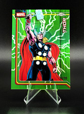 Topps 2026 Chrome Marvel Thor Storms Lightning Green Refractor #/99 Card #177 picture