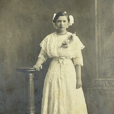 VTG 1910s Studio Portrait Girl First Communion White Dress Vosburgh Studio J2 picture