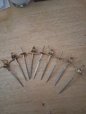 Vintage Toledo Spain 9 Mini Swords Appetizer Metal Skewers, Miniature Swords. picture