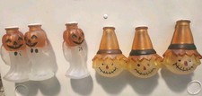 Vintage Old World Christmas Pumpkin Head Ghost and Scarecrow Light Covers SIX picture