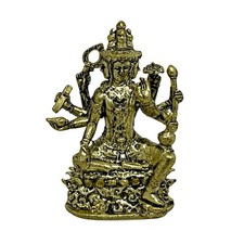 Lord Brahma Phra Phrom 4 Face Hindu God Mini Brass Statue Trimurti Creator Idol picture