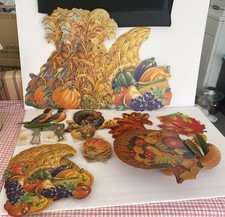 Lot 95 PIECES Vintage Die Cut 1940-1960s DENNISON  Thanksgiving Fall Cardboard picture