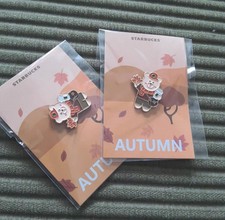 Starbucks Autumn Bear Enamel Pin Fall Maple Leaf Bear Badge Collectible Pin 1PC picture