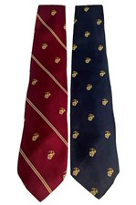 VTG Marine Corps Association Necktie Lot USMC EGA Burgundy Stripe & Navy Blue picture