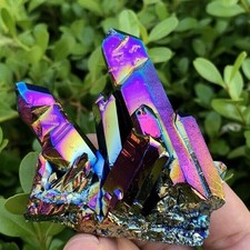 Natural Blue Titanium Aura Quartz Crystal Cluster Druzy Mineral Specimen Gift picture