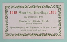 Christmas New Year Postcard 1916-17 Heartiest Greetings Bordular State Bank picture