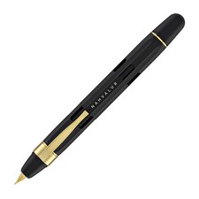 Nahvalur Eclipse Retractable Fountain Pen in Black with Gold Trim - Fine Point picture