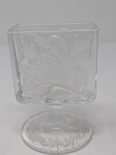 Beautiful Vintage 1930s-1950s Etched Glass Pedestal Cigarette Holder -GREAT COND picture