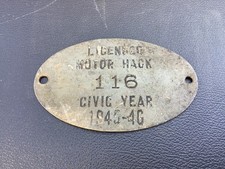 Vintage 1945-46 Motor Hack Badge Taxi License 116 picture