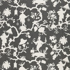 1.75 Yards Schumacher Shantung Silhouette Print Fabric | Smoke | 100% Linen picture