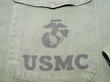 USMC Marine US Vietnam P-58 Sateen Combat Fatigue Shirt Vtg OD Utility Coat Rare picture