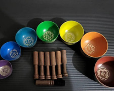 Set of 7 color Tibetan Handmade 7 Pcs singing bowl for sound healing meditation picture