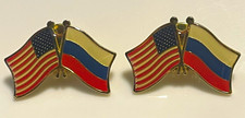 pair of elegant Golden peace-pins with flags of USA & Russia picture