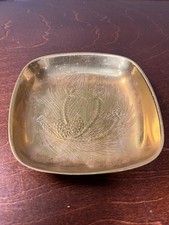 Vintage Solid Brass Wheat Sheaf Trinket Dish Tray 5
