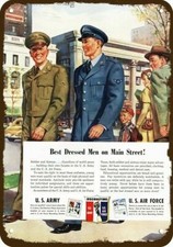 1950 U.S. Air Force Airman & U.S. Army Soldier DECORATIVE REPLICA METAL SIGN picture