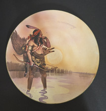 Nippon Rare  Porcelain Charger Relief Plate Native American Hunter-Hand Painted picture