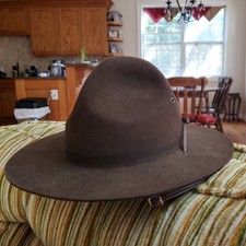 Stetson Nutria Campaign Drill Sargent hat Montana Crease 7 1/4 brown picture