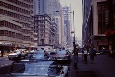 1964 New York City Street Scene 1960s Cars Kodachrome Photo Slide picture