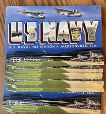 Vintage 1942 Large Letter Linen Postcard Military US Naval Air Station Florida picture