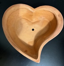 Vintage Handmade TERRA COTTA Heart Shaped PLANTER POT 9x8x3” Garden Porch Decor picture