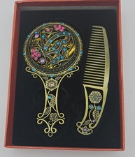 Vintage Style Butterfly Mirror and Comb Set picture