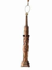 3 Pc Tall Hand-Carved Wood Lamps from Spain Three Kings picture