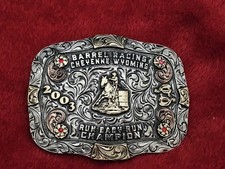 Cheyenne Barrel Racing X~Treme☆2003☆RODEO CHAMPION☆TROPHY BUCKLE☆Wyomin☆Rare☆326 picture